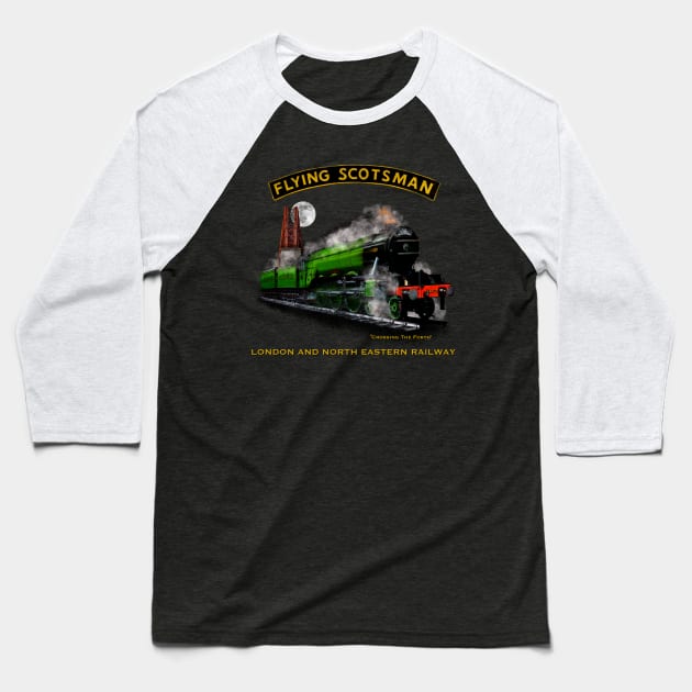 Classic Steam Train The Flying Scotsman Crossing The Forth MotorManiac Baseball T-Shirt by MotorManiac